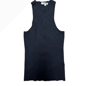 Madewell Womens Black Ribbed Knit Sleeveless Tank Top High Neck XS